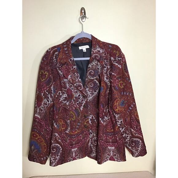 ColdWater Creek Women’s Vintage Tapestry Print Button Front Blazer Sz. 2x EUC - Picture 3 of 11
